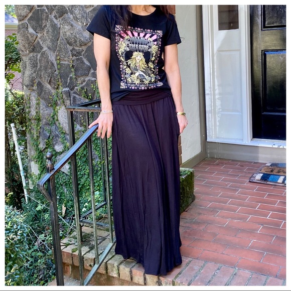 ✨LAST ONE✨Black Fold Waist Side Pockets Maxi Skirt - Picture 9 of 11